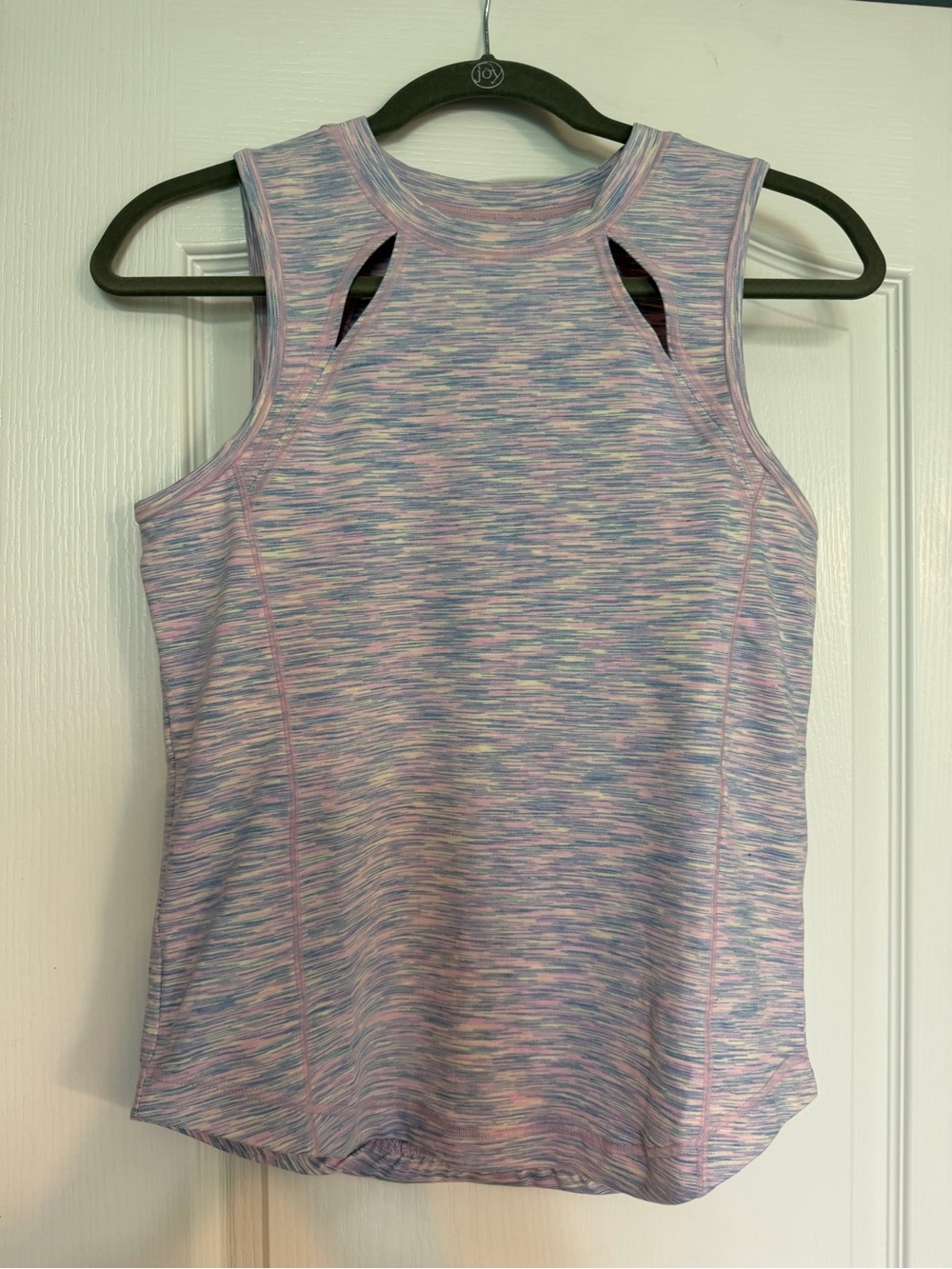 zuda Heathered Pastel Performance Tank - Lavender Pink Blue with cutouts